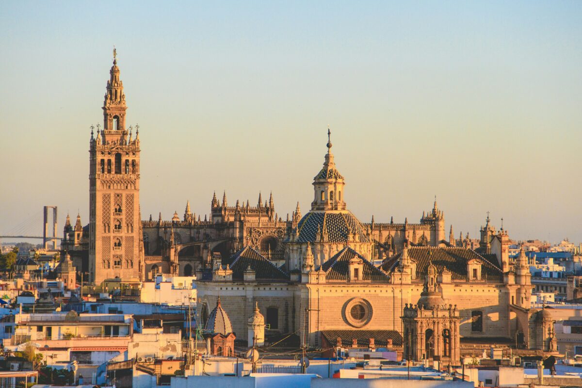 Picture of the city of Seville in golden sun light